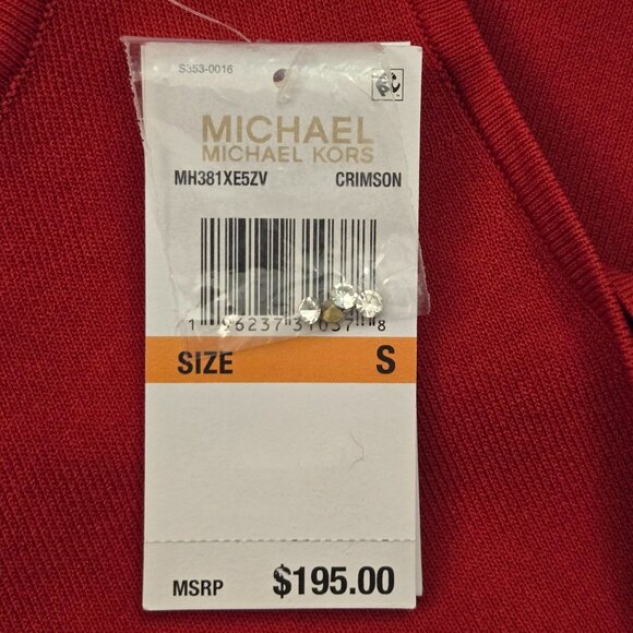 Michael Kors Rhinestone Trimmed Slit Bodycon Dress S Crimson Evening Holiday NWT - Picture 9 of 11